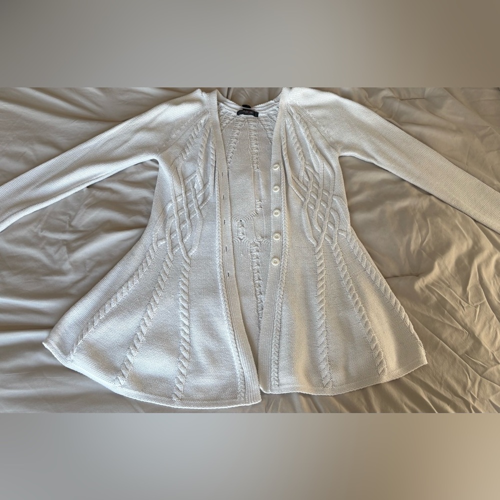 Style & Co. White Flare Cardigan Sweater with Buttons